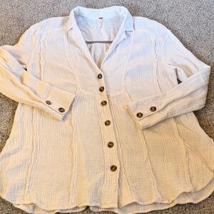 Free people cotton gauze cream button down medium